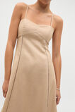 Linen Trim Insert Midi Dress  Ecru  hi-res