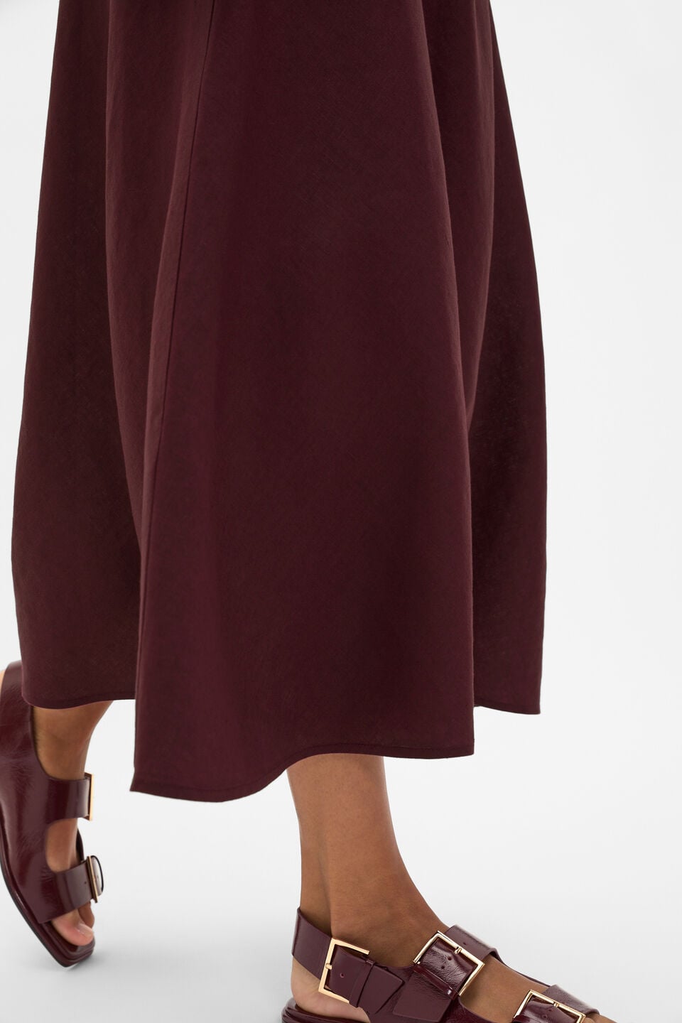 Linen Minimalist Skirt  Plum Red