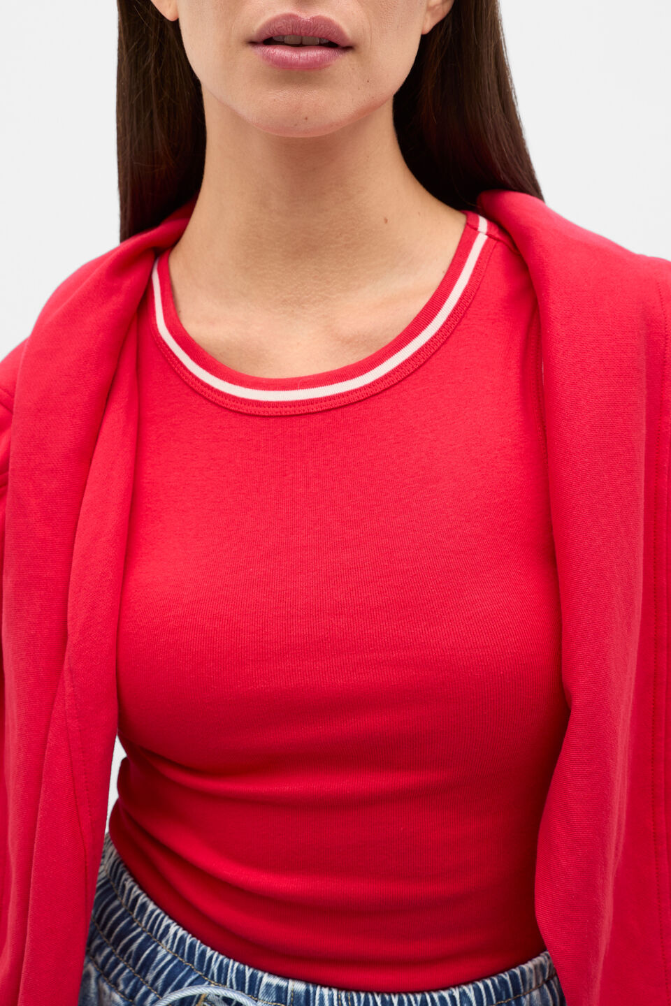 Australian Cotton Contrast Tank  Poppy