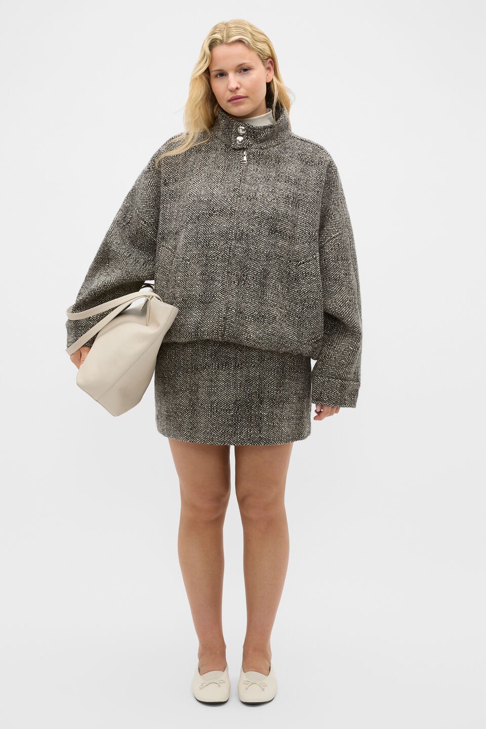 Oversized Textured Jacket  Pale Slate Crossdye