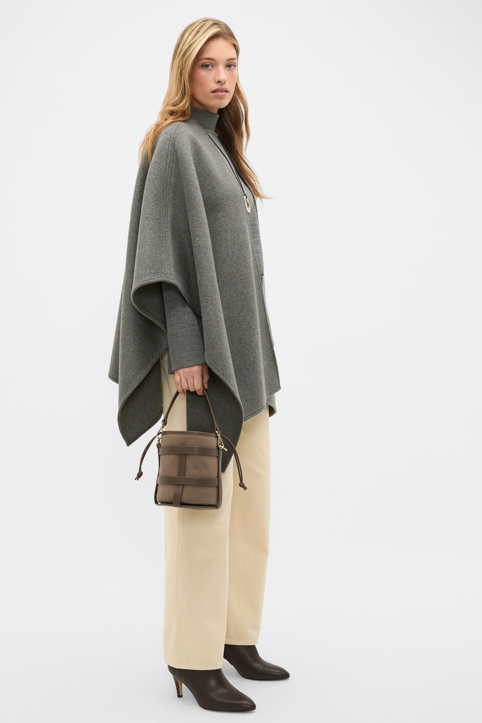Wool Cape  Charcoal Grey Marle