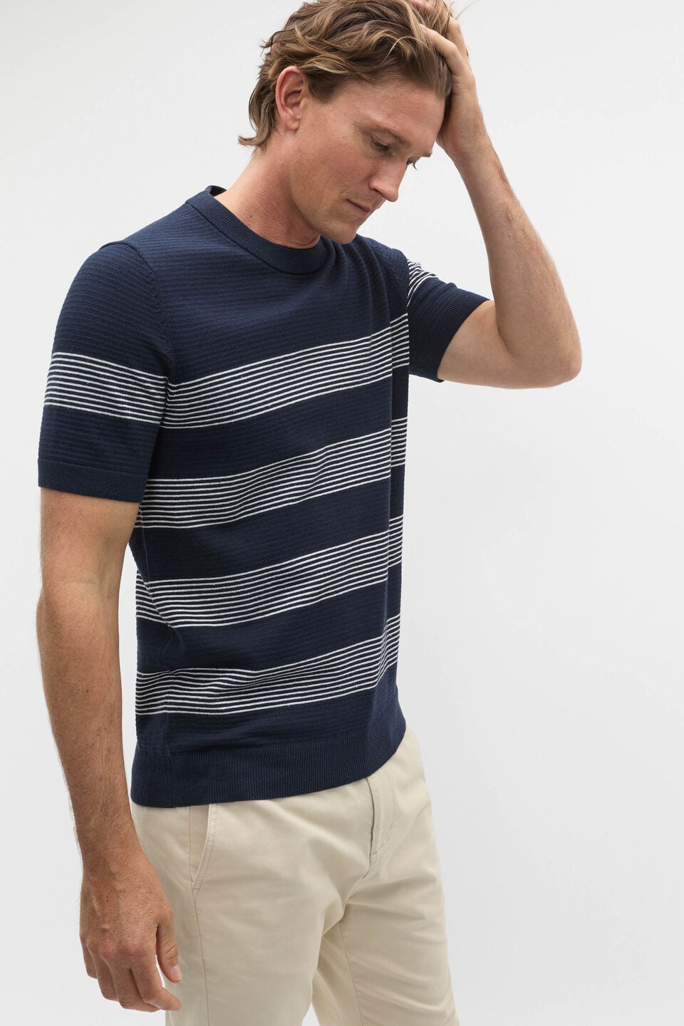Stripe Knit Tee  Midnight Blue