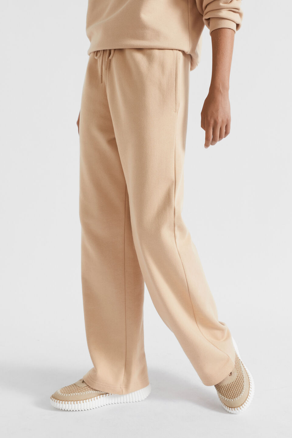 Terry Wide Leg Trackpant  Champagne Beige