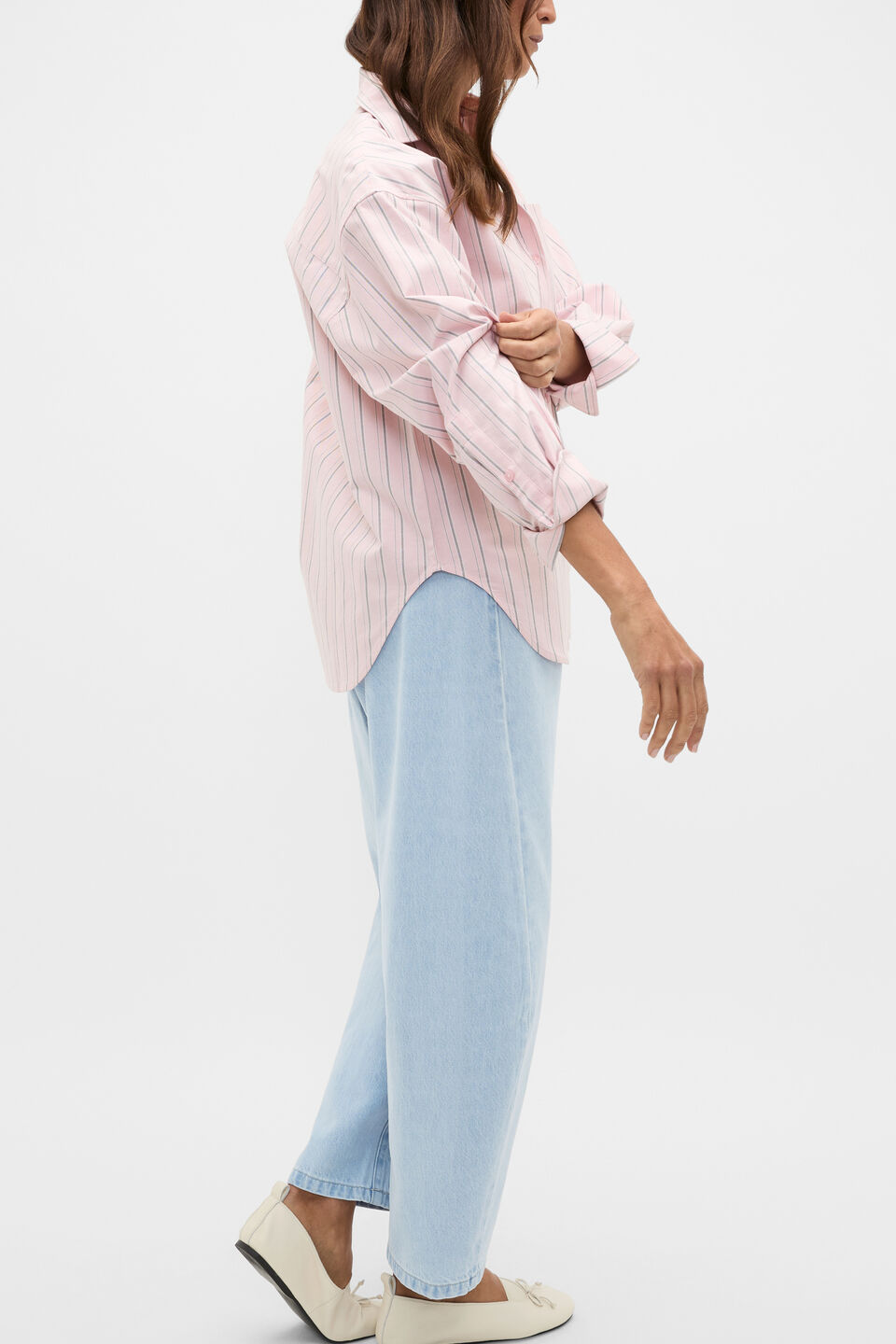 Cotton Relaxed Shirt  Pale Blossom Stripe