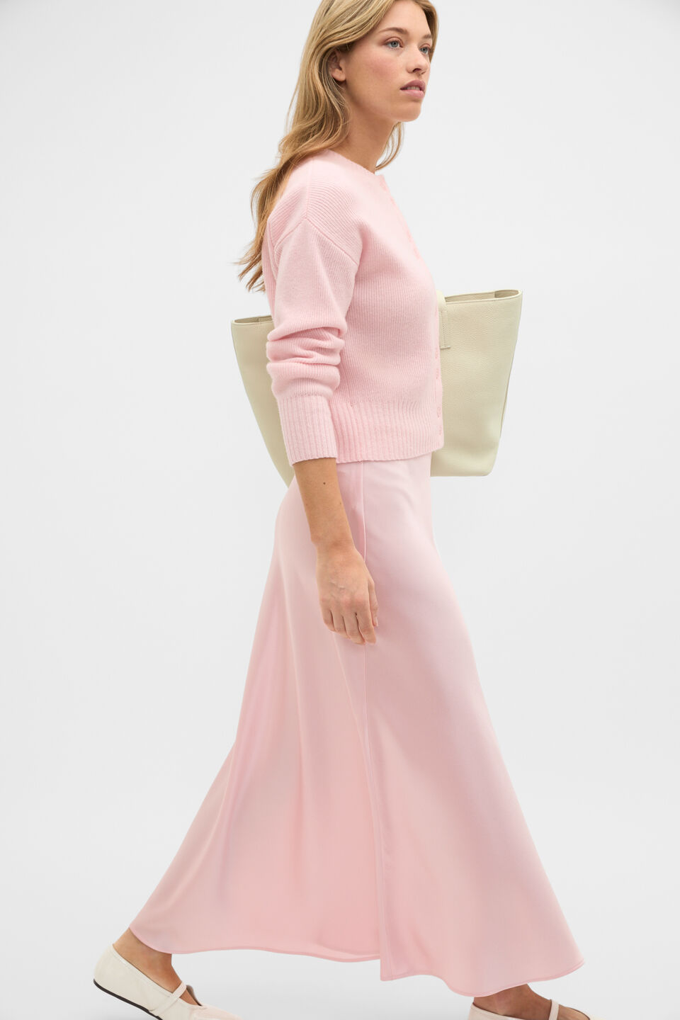 Satin Midi Skirt  Pale Blossom