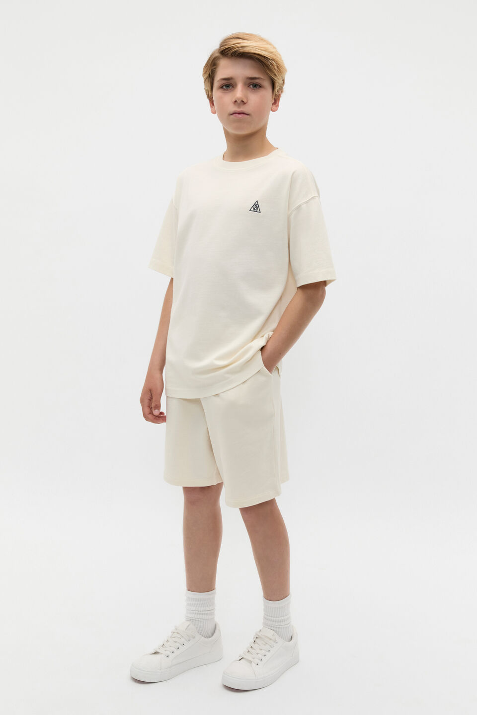 Long Line Track Short  Vintage Cream