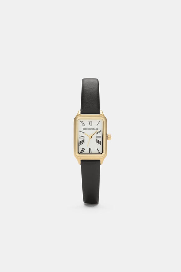Seed Leather Watch  Black  hi-res