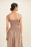 Self Stripe Ruched Top  Mocha Brown  hi-res
