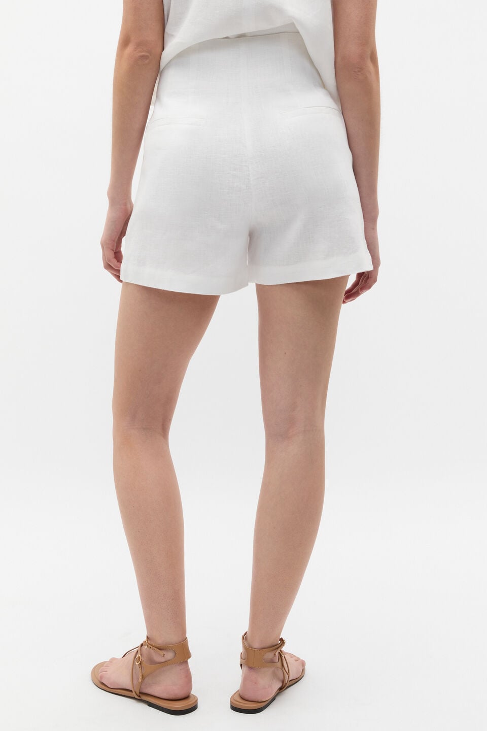 Core Linen Waisted Short  Whisper White