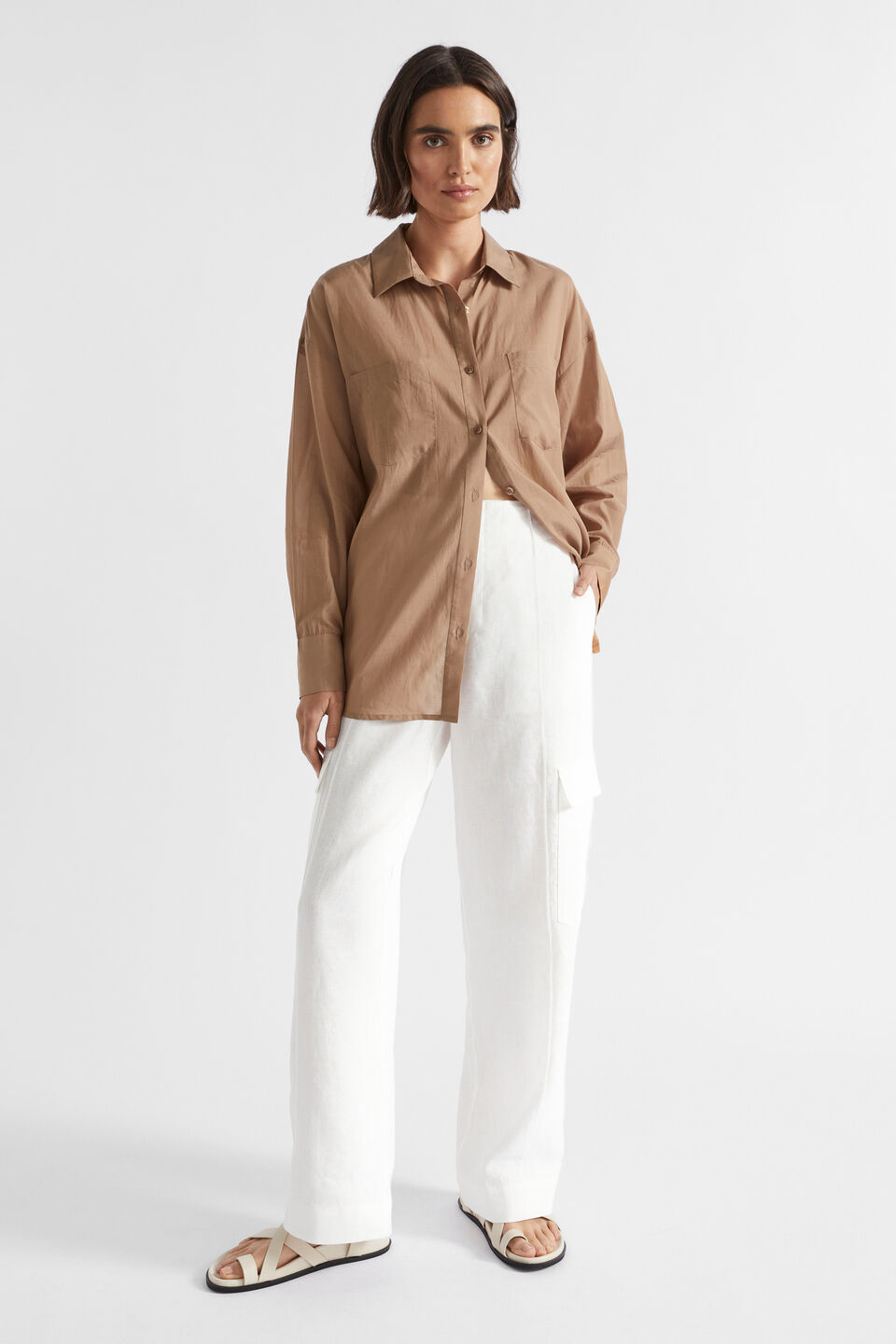 Linen Cargo Pant  Cloud Cream