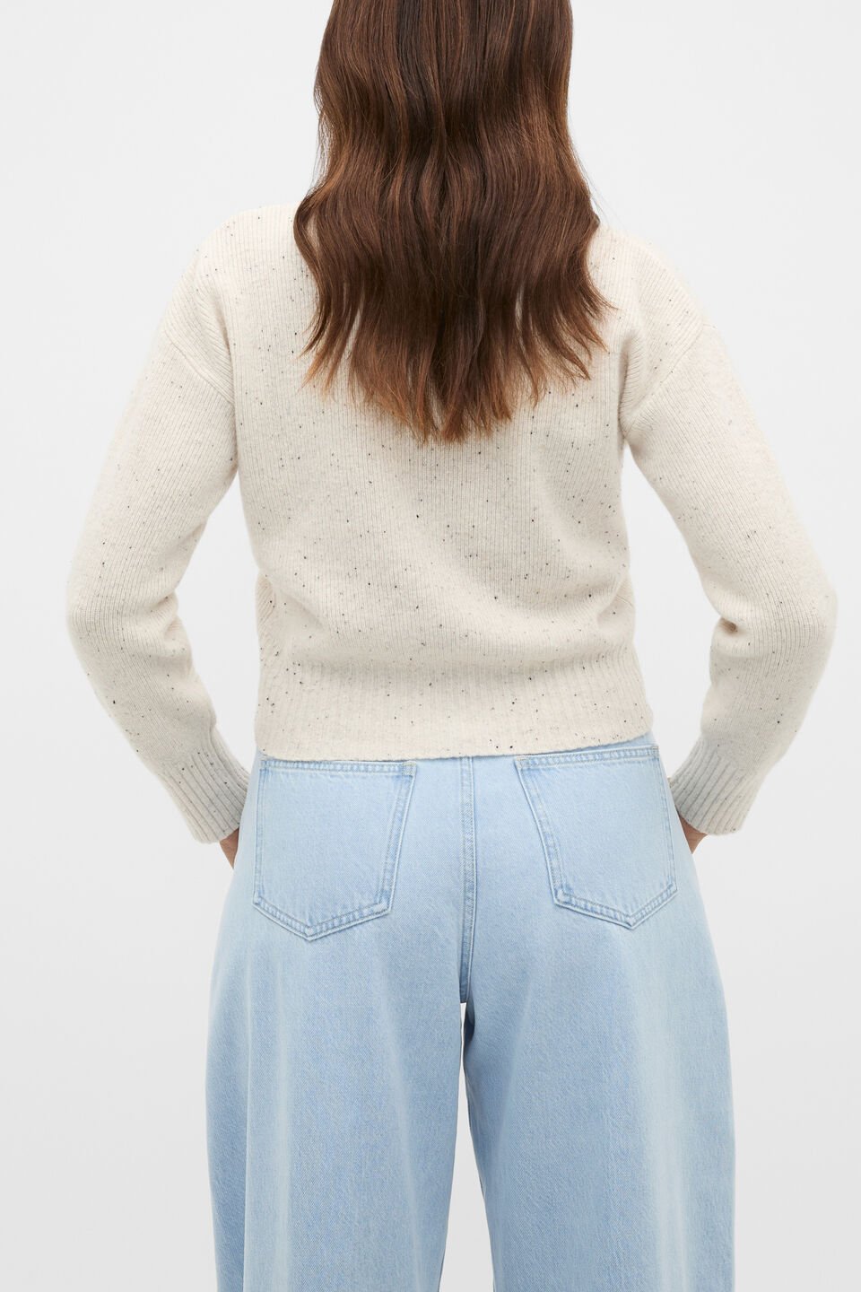 Merino Button Up Knit Cardigan  Mist Speckle