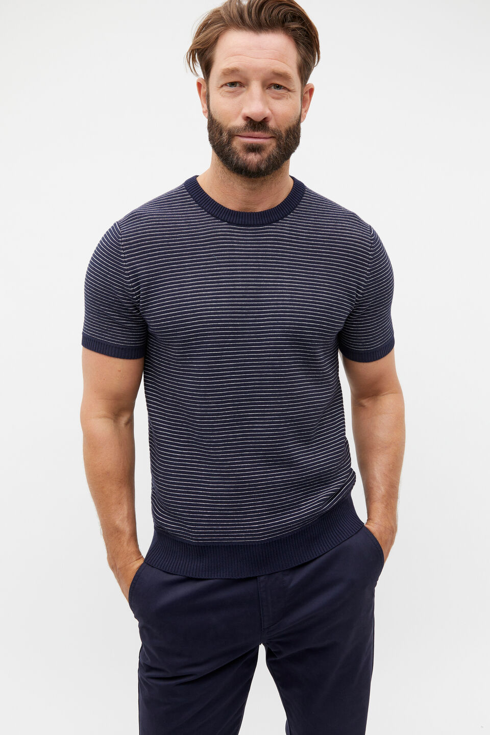 Knit Tee  Chalk Stripe