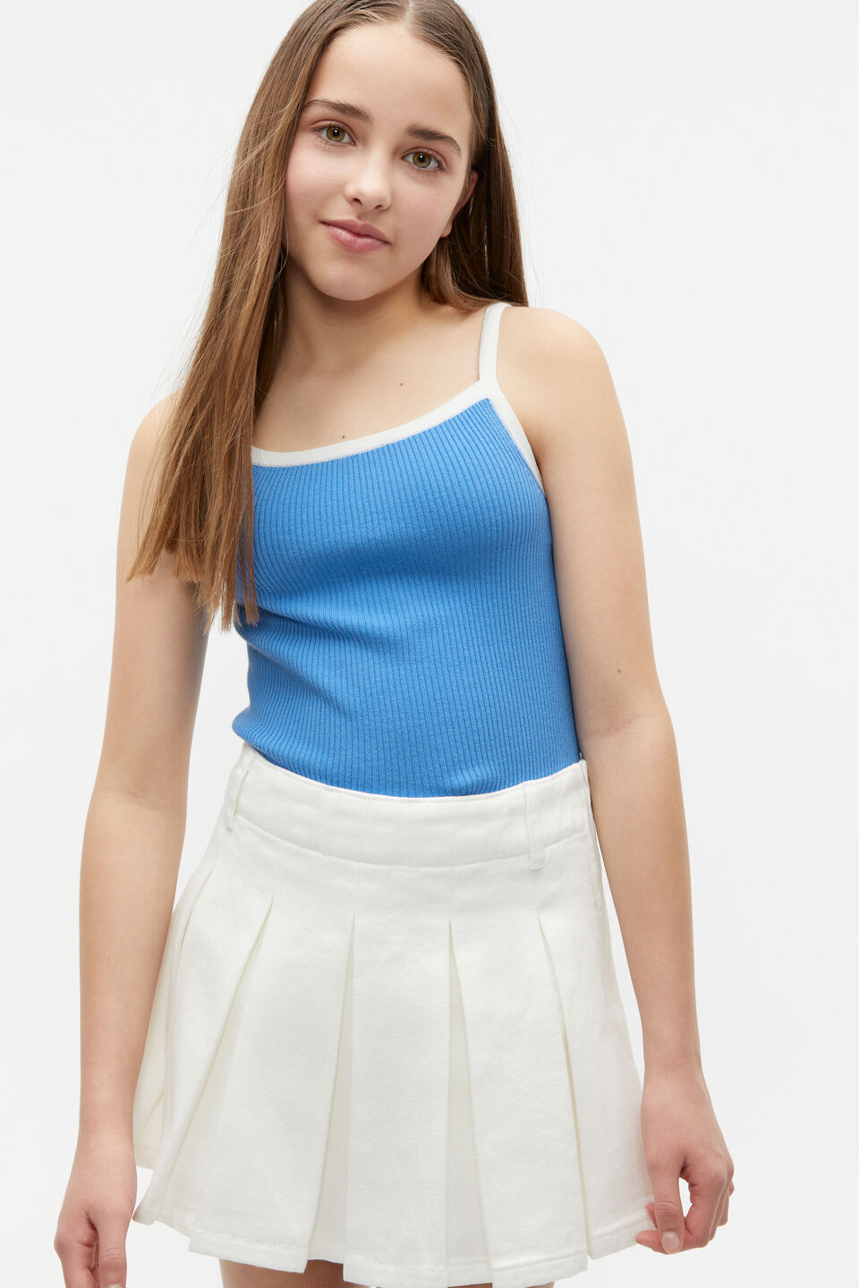 Contrast Knit Tank  Electric Blue