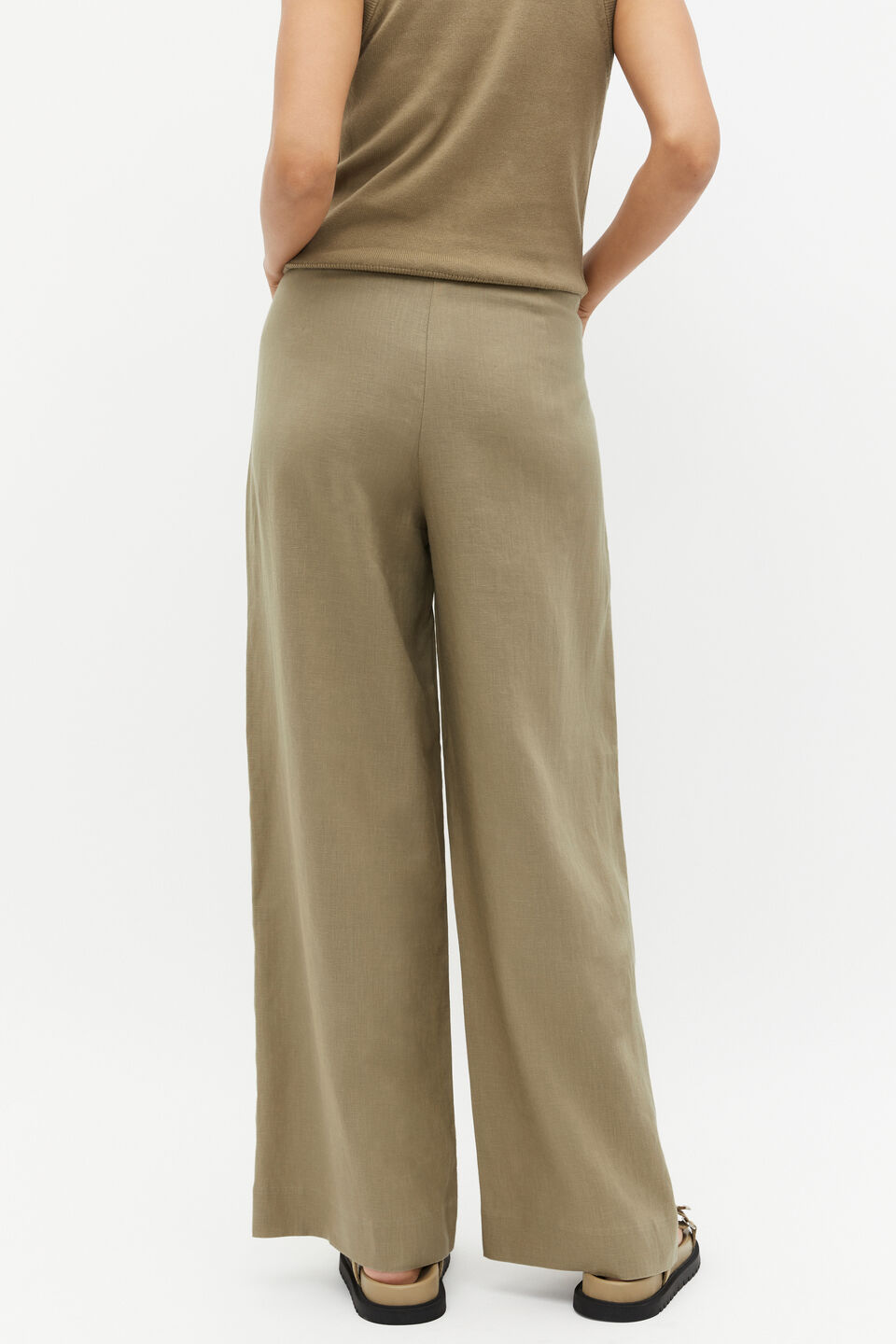 Linen High Rise Pleat Pant  Rosemary