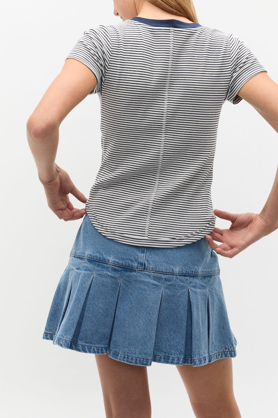 Snap Rib Tee  New Navy