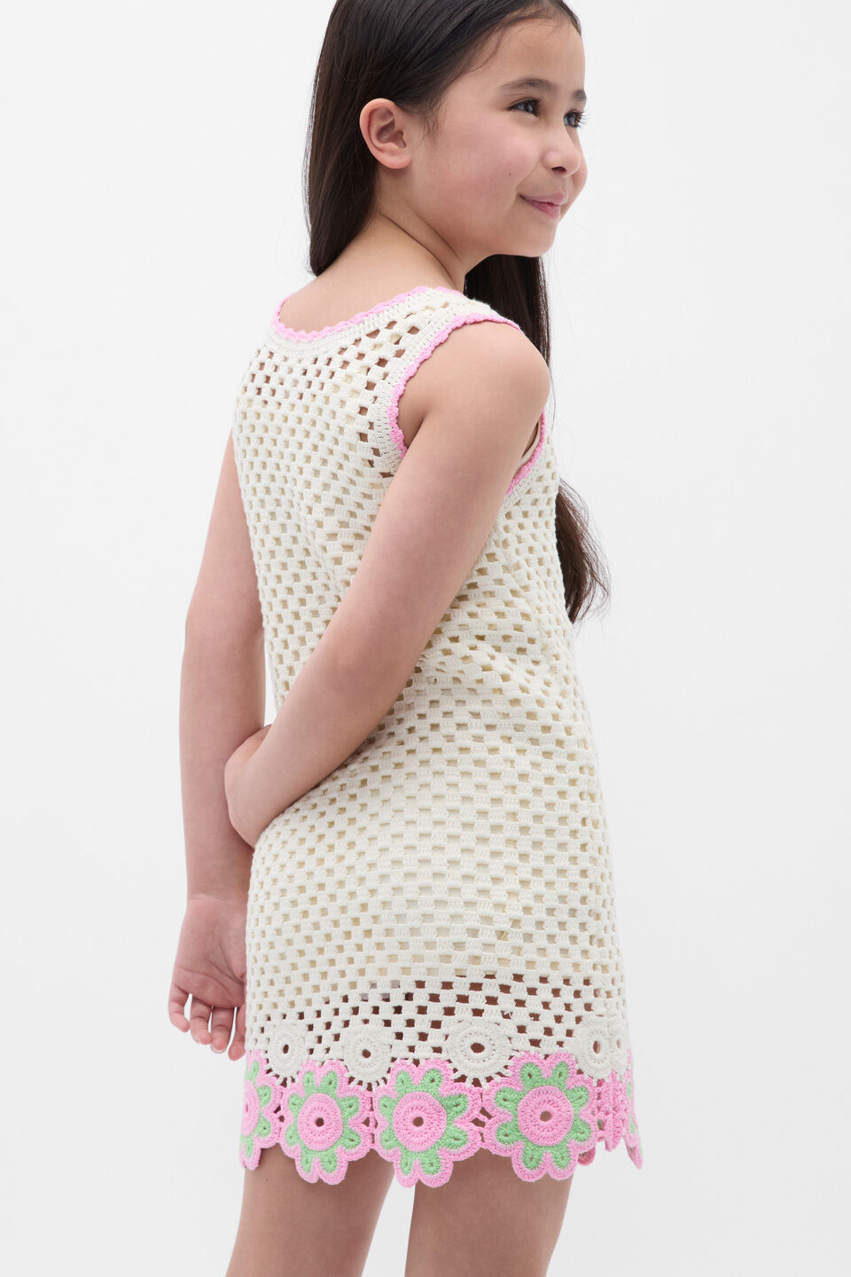 Floral Crochet Dress  Vintage Cream