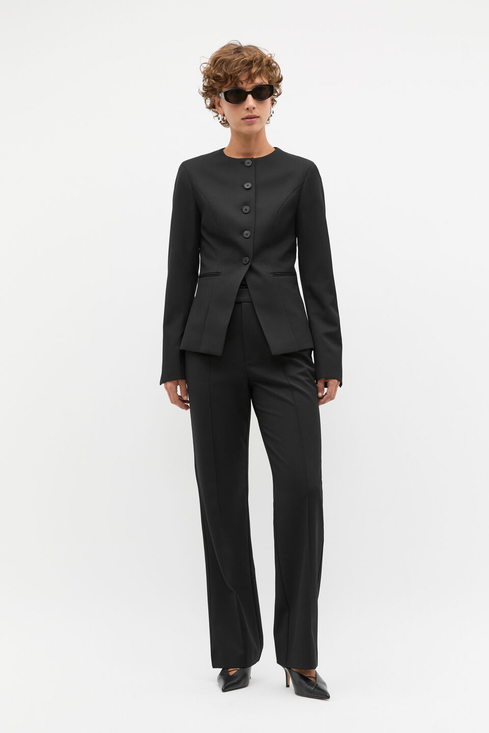 Wool Blend Tailored Jacket  Black