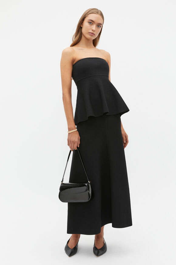 Crepe Knit Strapless Top  Black  hi-res