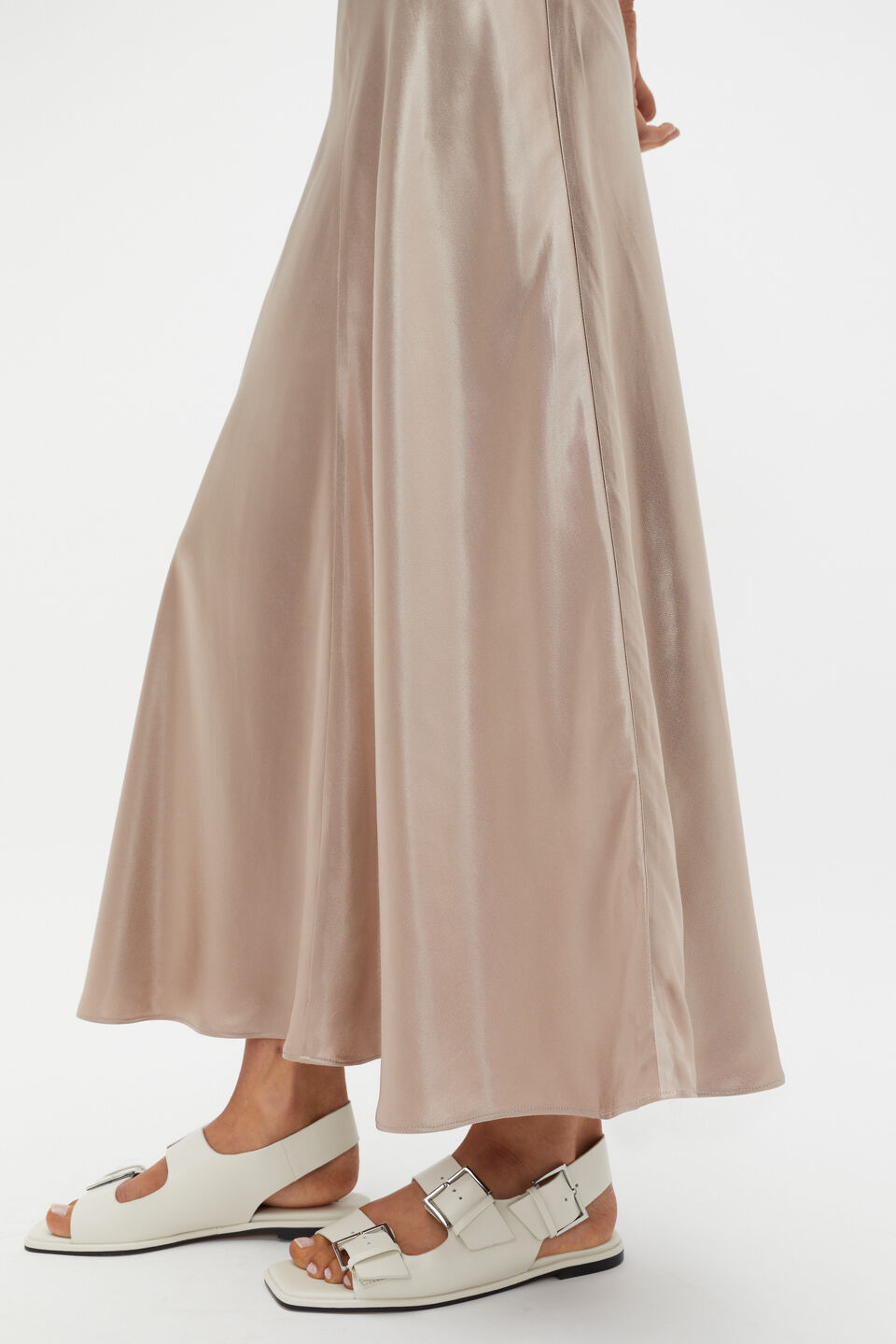 Satin Midi Swing Skirt  Cookie