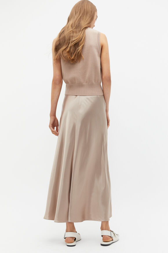 Satin Midi Swing Skirt  Cookie  hi-res