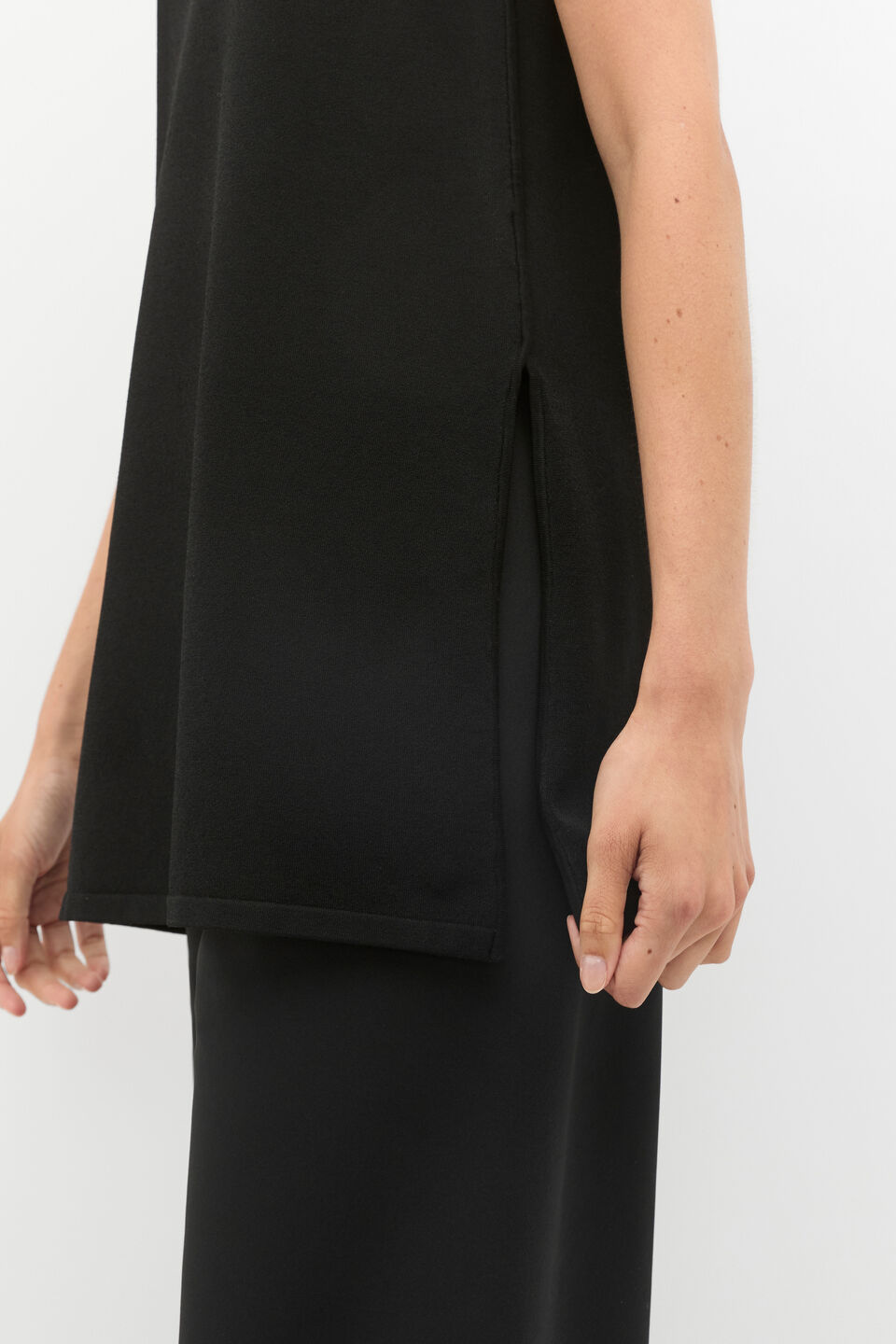 Compact Crepe Knit Tunic  Black