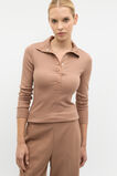 Contrast Placket Henley Top  Amaretto  hi-res