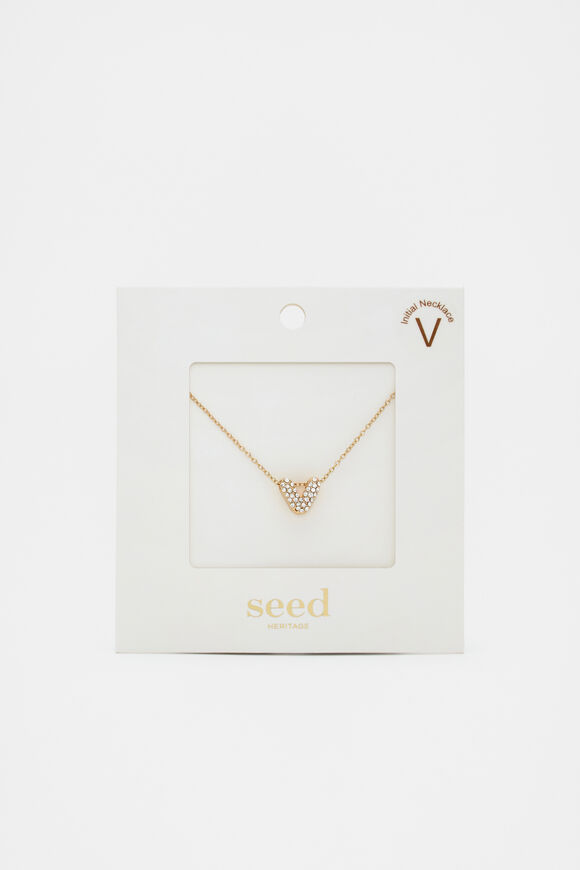Initial Jewel Bubble Necklace  V  hi-res