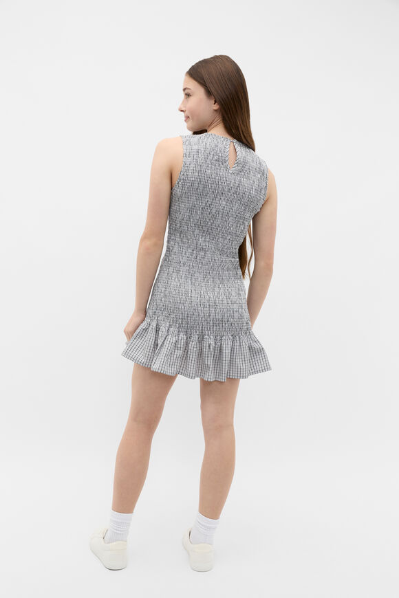 Shirred Check Dress  Grey Check  hi-res