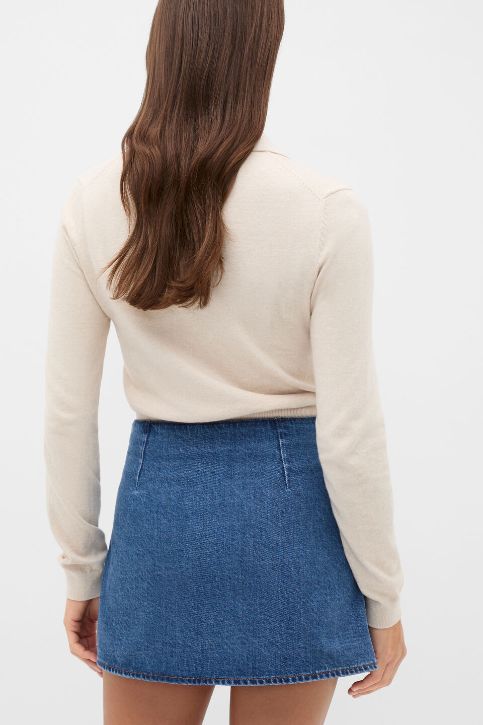Denim Wrap Mini Skirt  Mid Indigo Denim