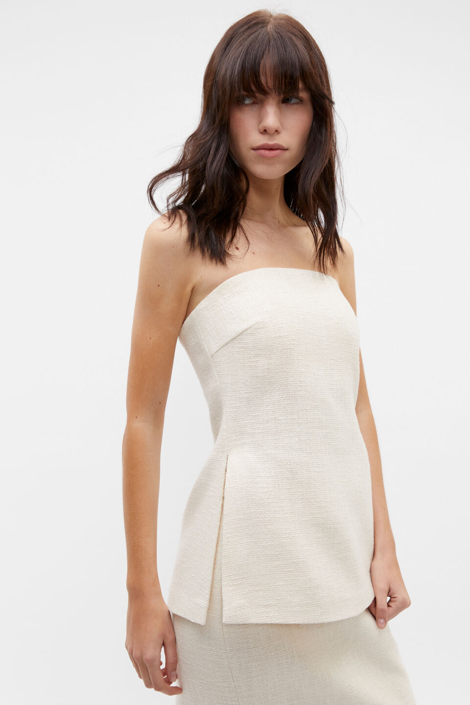 Tweed Longline Bodice  Vanilla Cream