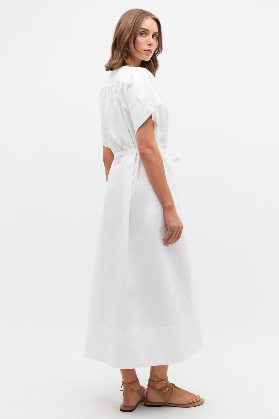 Poplin Voluminous Maxi Dress  Whisper White
