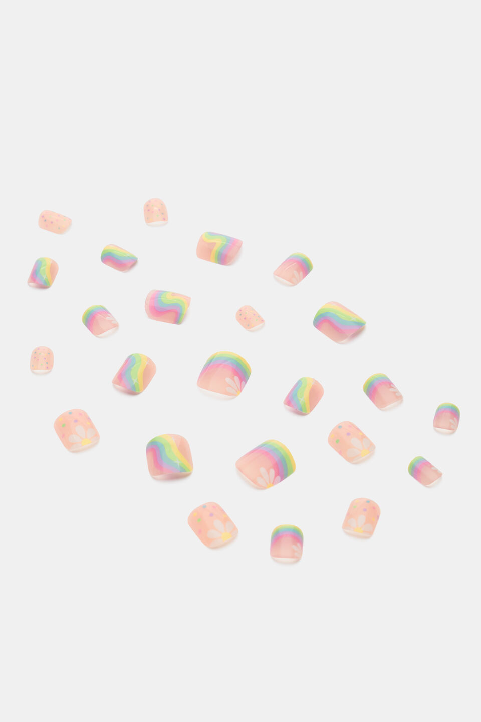 Rainbow Flower Press on Nails  Multi
