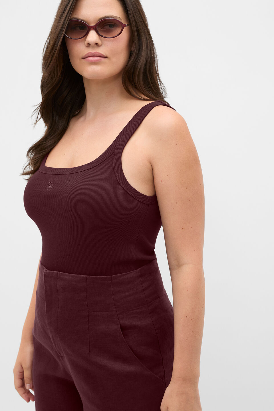 Core Heritage Rib Tank  Plum Red