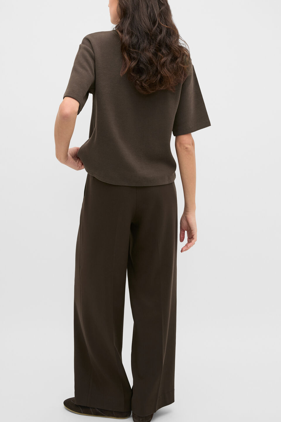 Brushed Boxy Crew Neck Tee  Coffee Bean