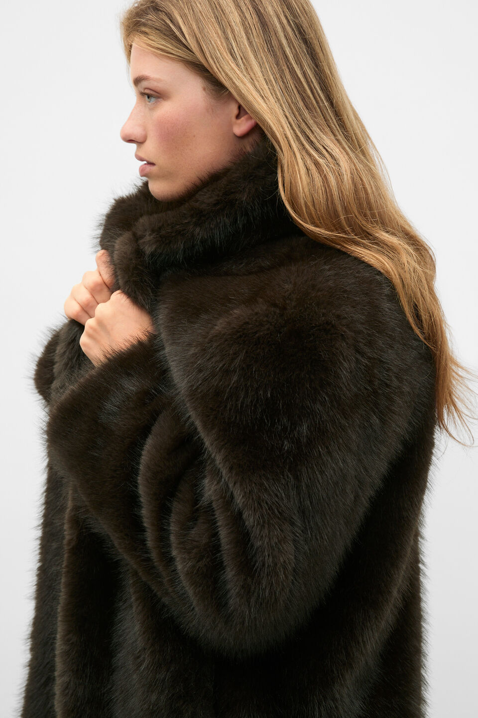 Maxi Faux Fur Coat  Coffee Bean