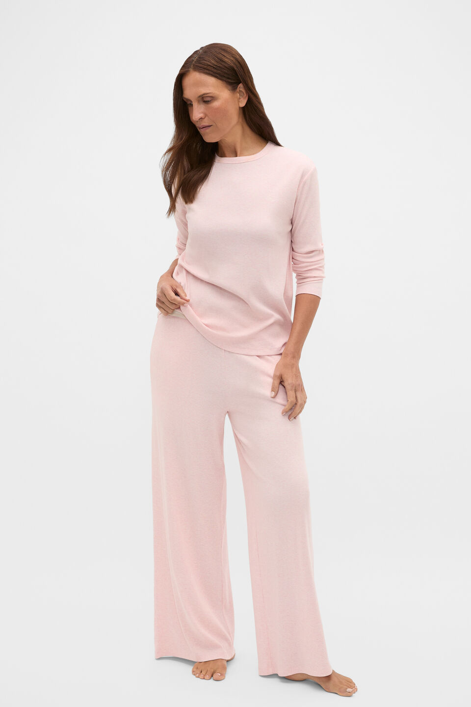 Ribbed Long Sleeve Top and Pant PJ Set  Blossom Marle