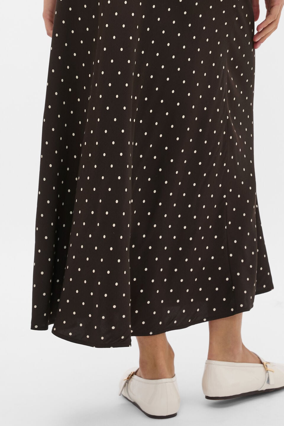 Spot Print Midi Skirt  Coffee Bean Spot