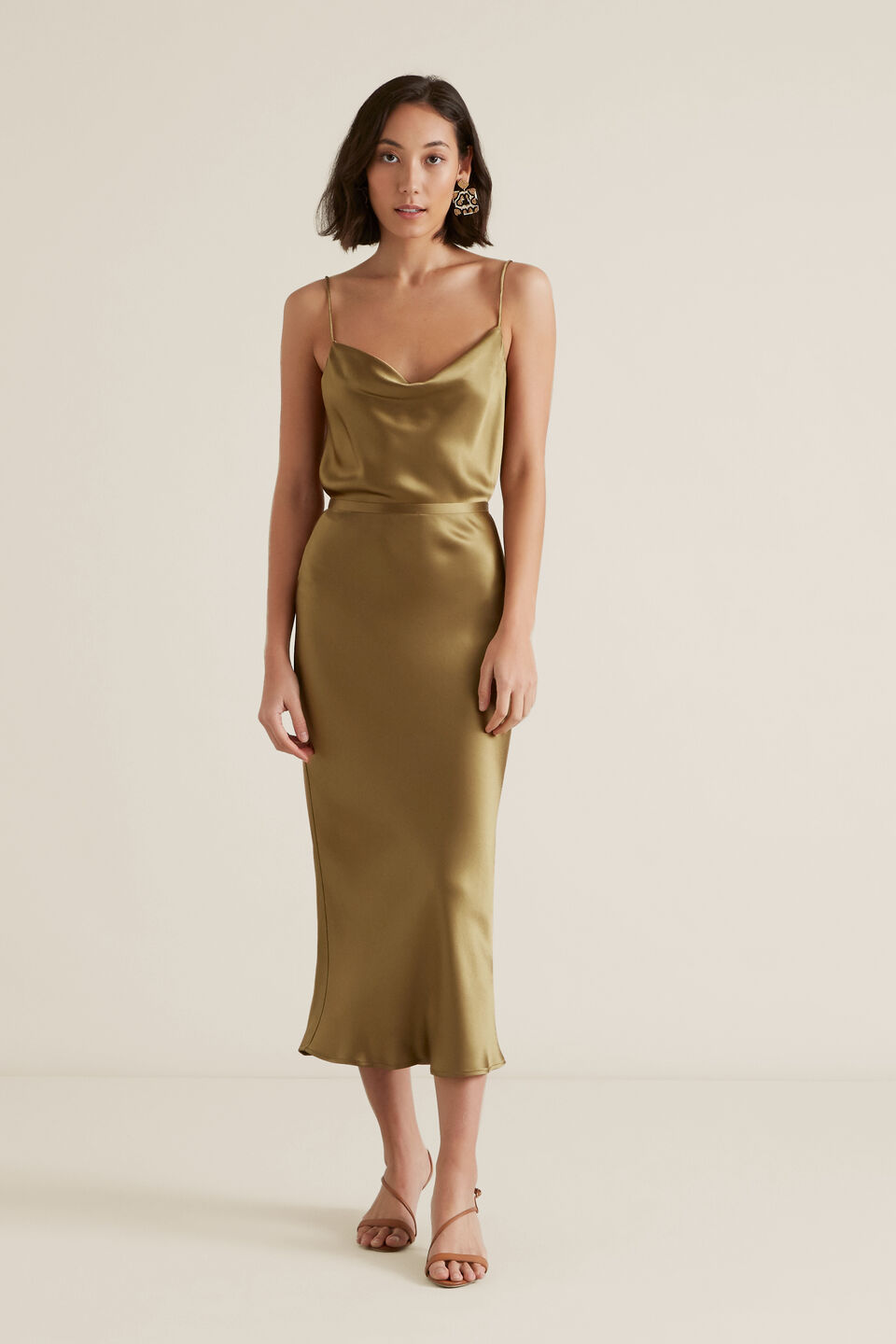 Satin Midi Skirt  