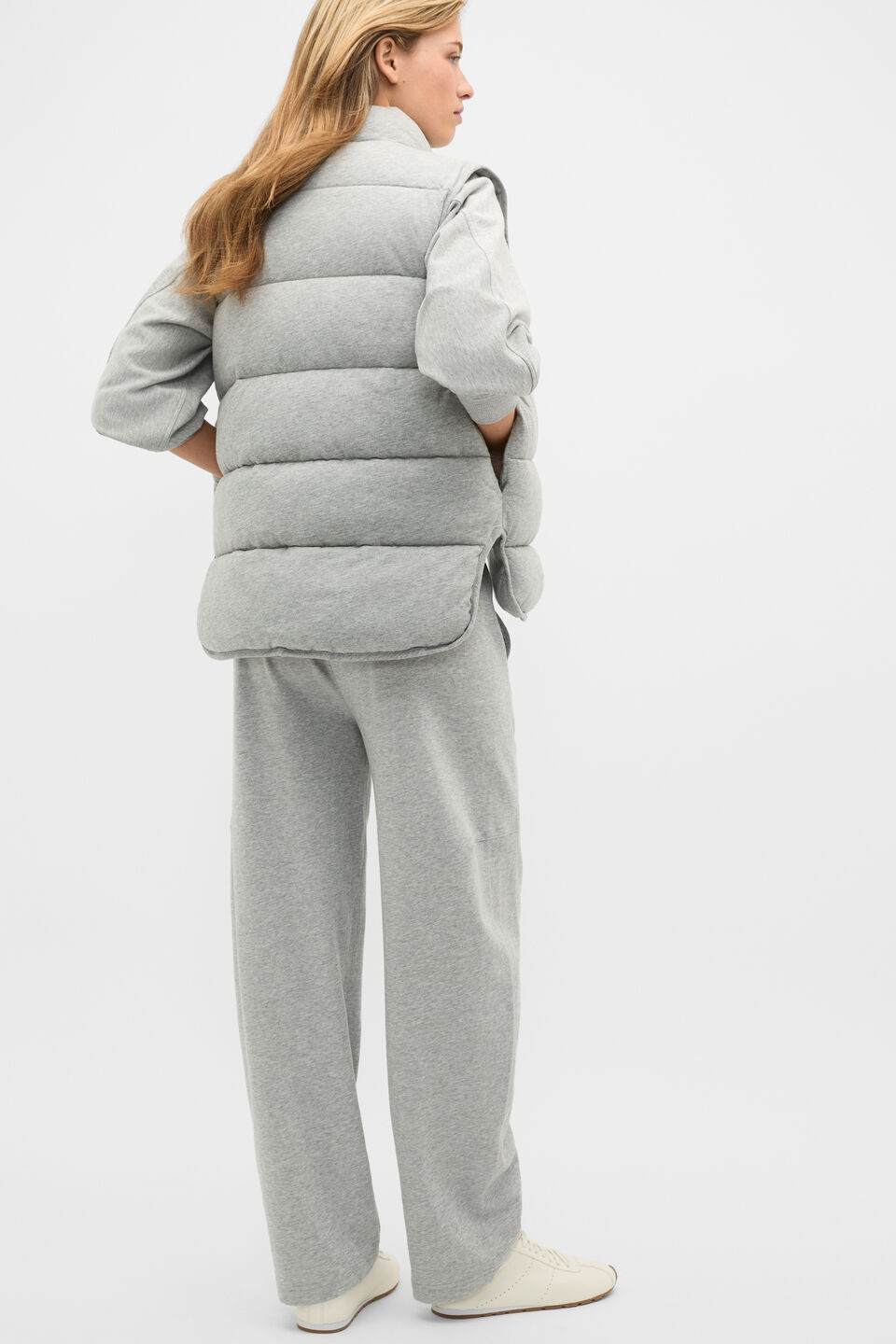 Quilted Jersey Vest  Pale Slate Marle