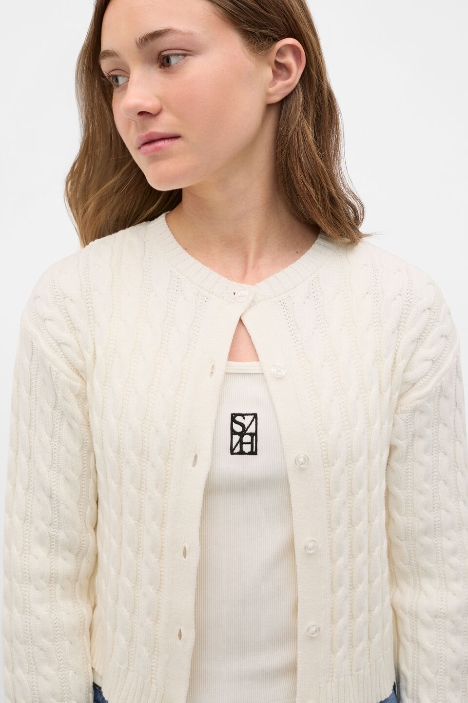 Cable Knit Cardigan  Classic Cream