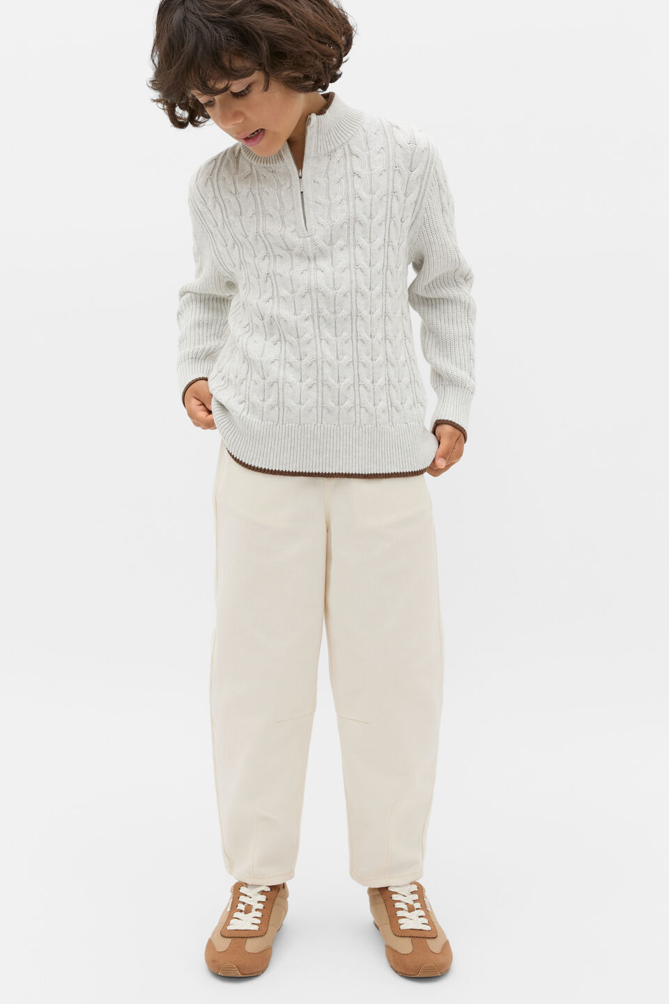 Cable Knit Sweater  Light Grey Marle