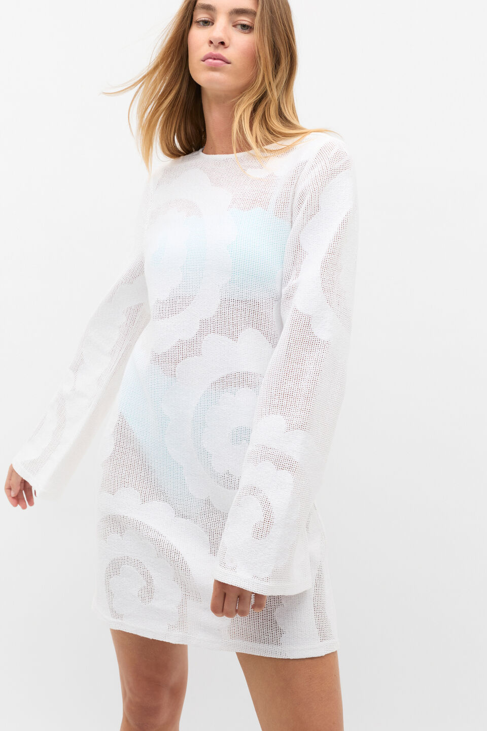 Cotton Mesh Cover Up  Whisper White