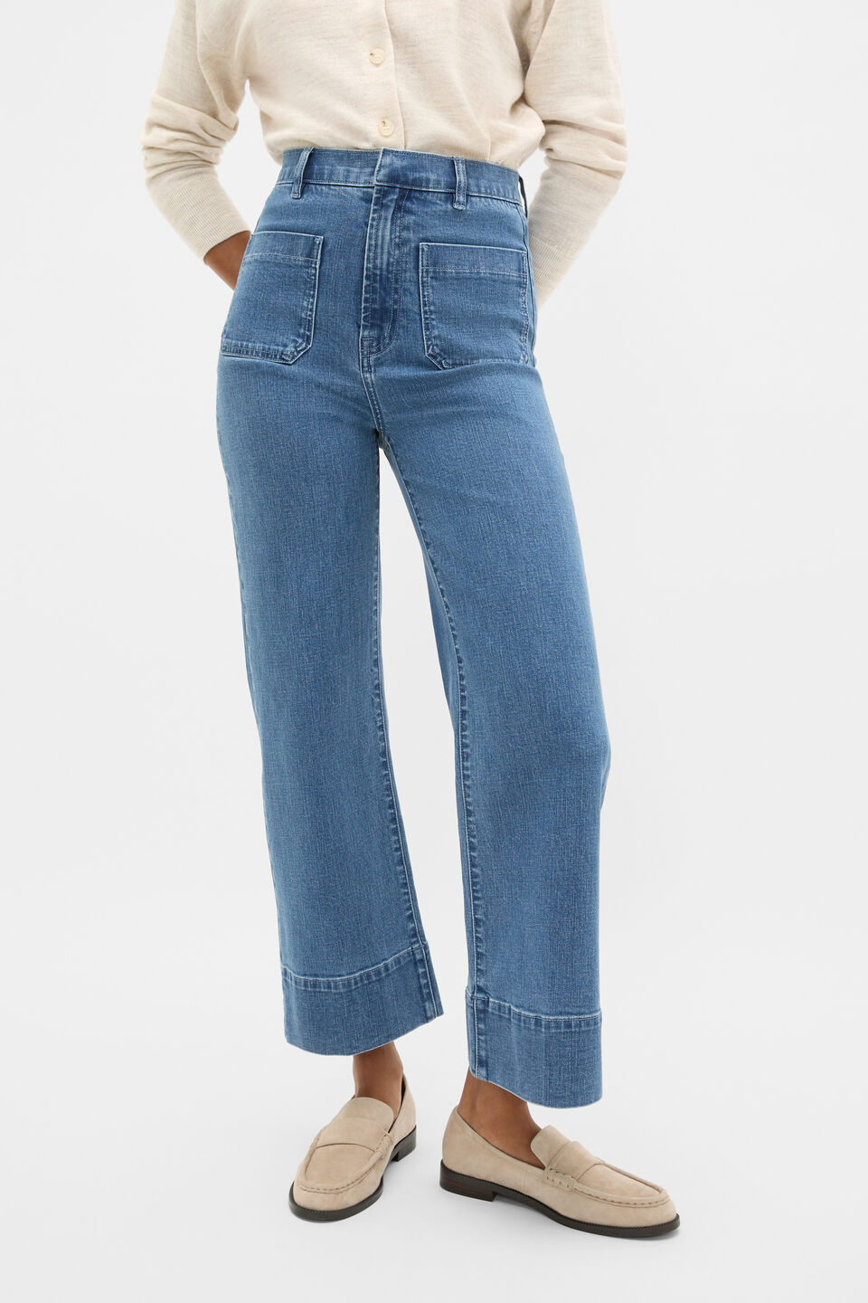 Core Wide Leg Pocket Jean  French Blue Denim
