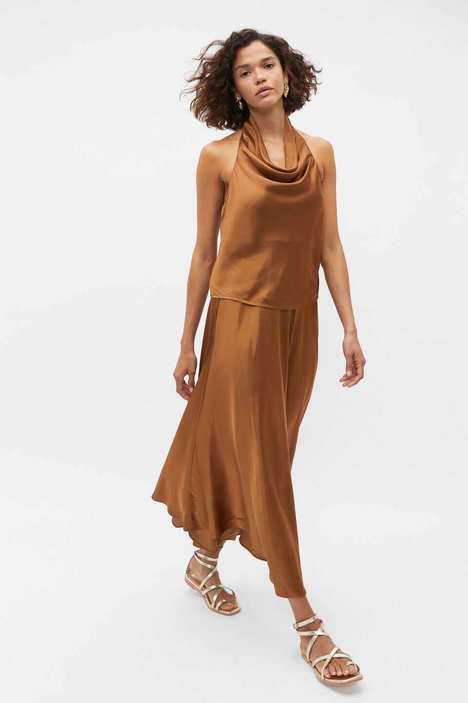 Satin Halter Top  Cinnamon Spice
