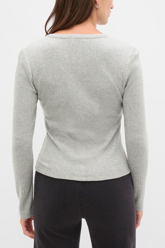 Pointelle Long Sleeve Cardigan  Pale Slate Marle  hi-res