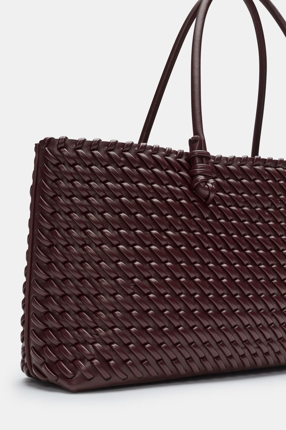 Woven East West Tote  Plum Red