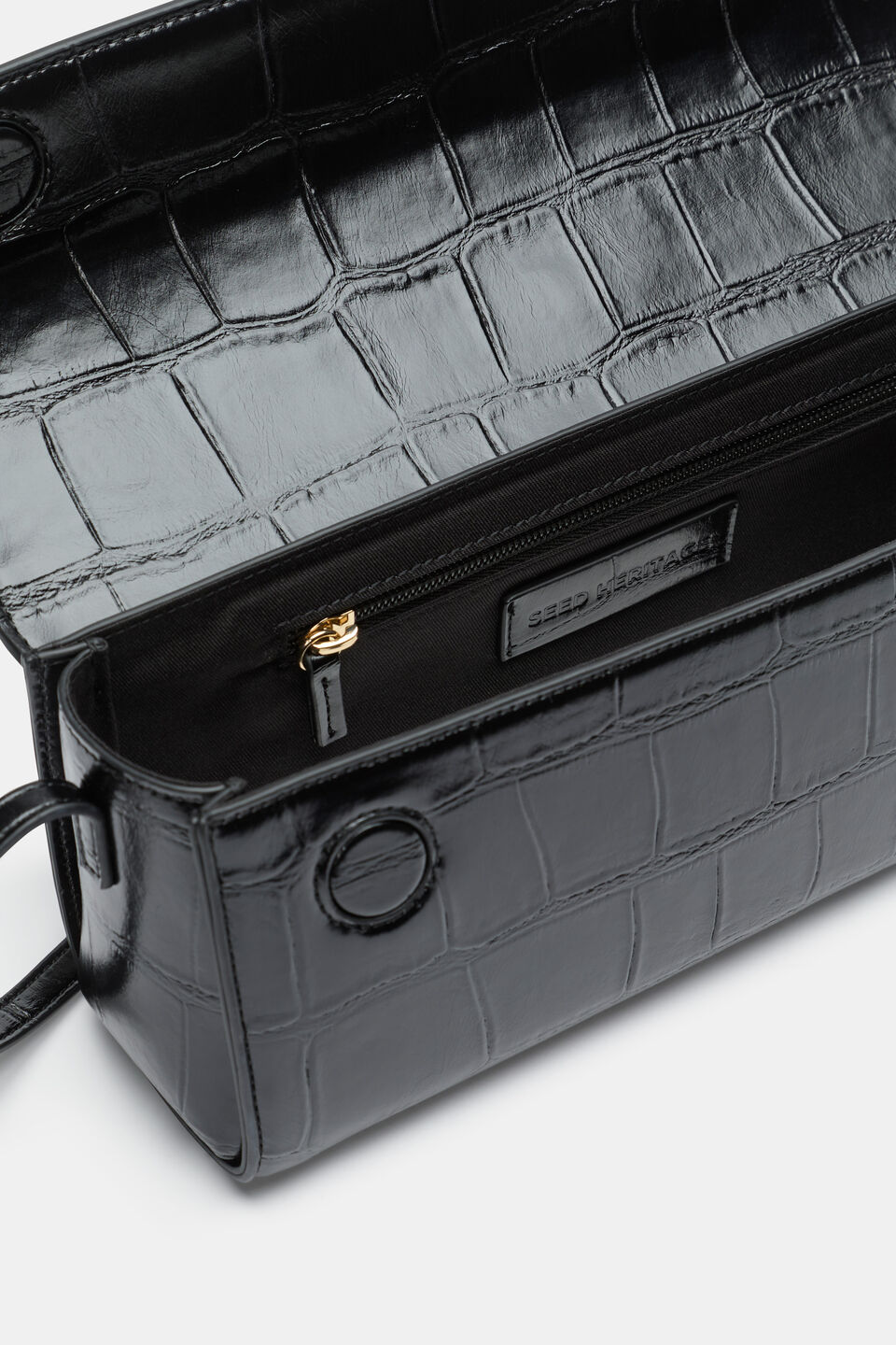 Croc Shoulder Bag  Black Croc