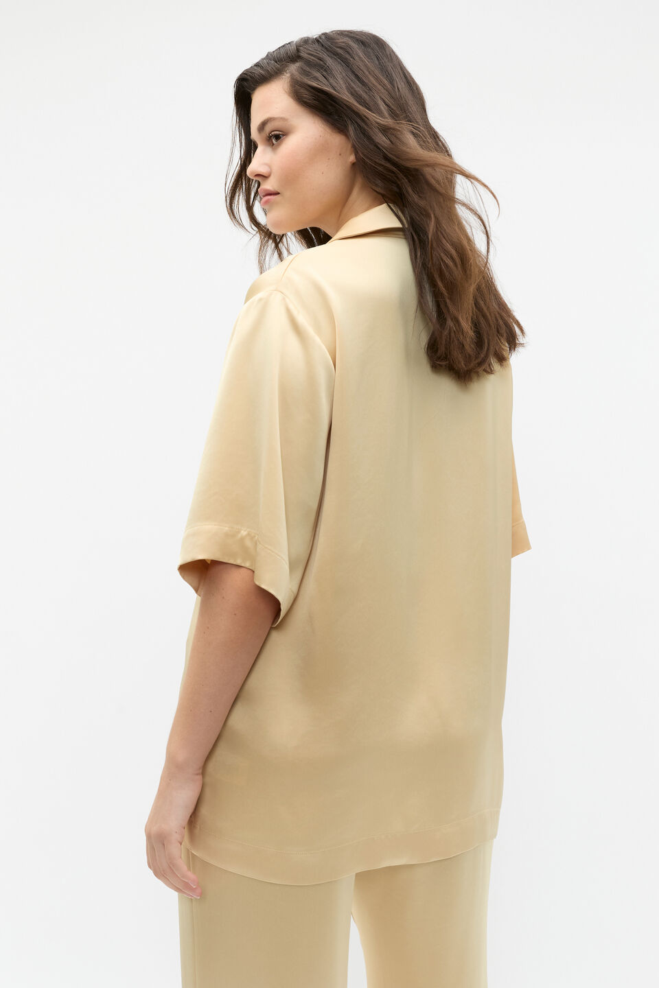 Satin Double Breasted Shirt  Marzipan
