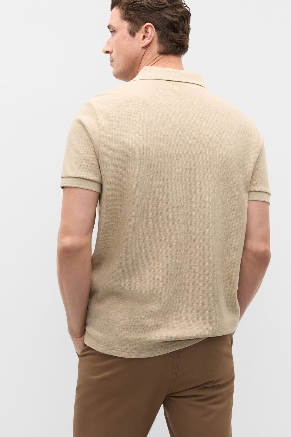 Textured Polo  Dark Stone
