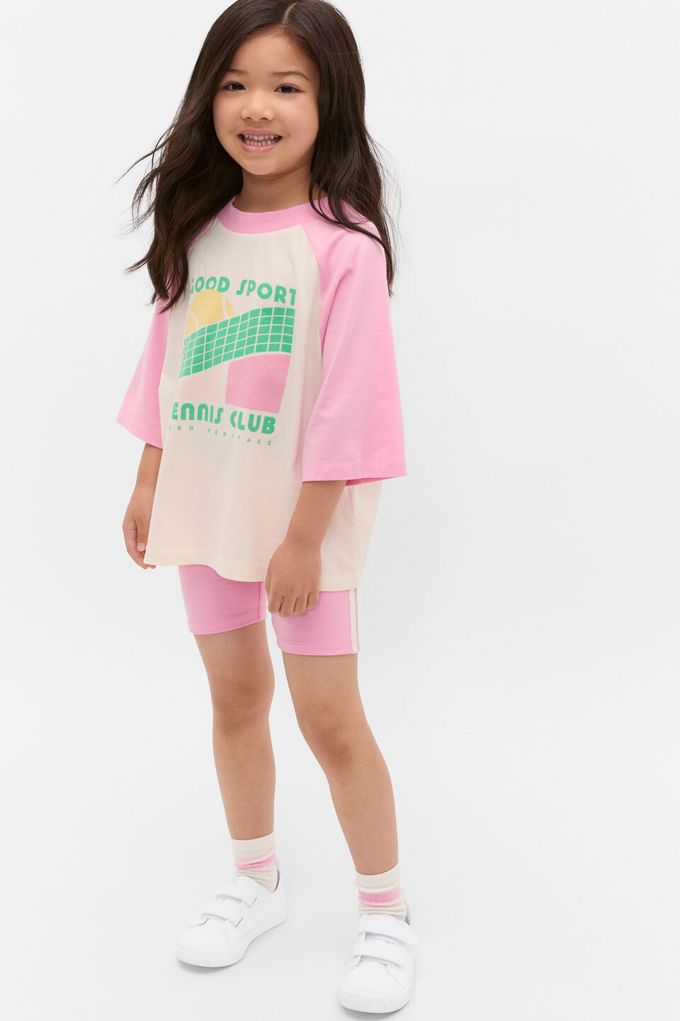 Striped Logo Bike Short  Candy Pink
